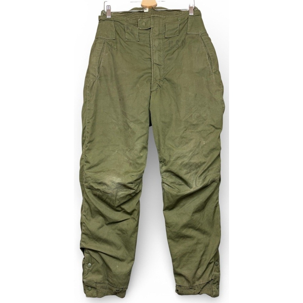 Vintage 1940s 50s US‎ Navy USN Cold Weather Wool Lined Deck Pants Green M